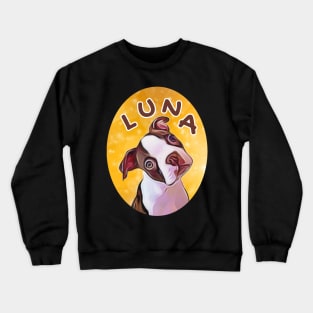 Luna Boston Terrier Face Tilted Cartoon Cameo Crewneck Sweatshirt